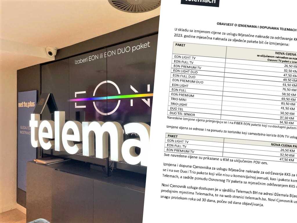 Telemach poskupljuje usluge: Ovo će biti cijene paketa od 1. marta