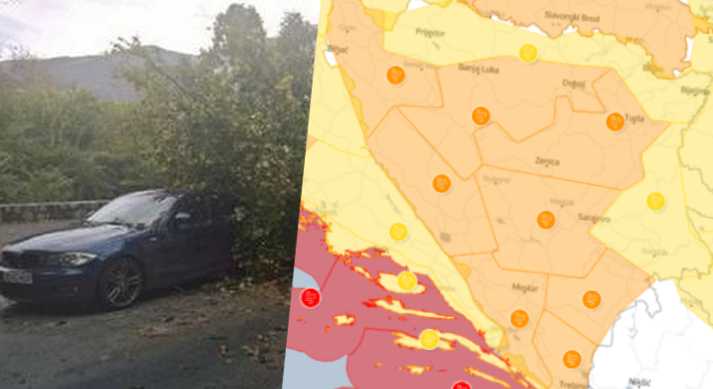 Narandžasto upozorenje u BiH: Udari vjetra do 70 km/h, na planinama i do 80 km/h