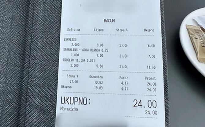 Kafa 6 KM, mineralna voda čak 14